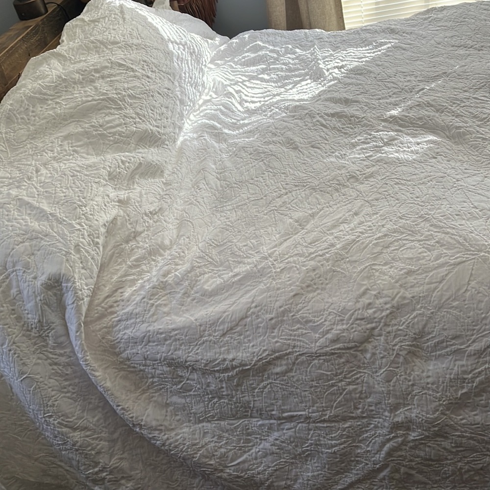 Pottery Barn white percale duvet cover King size - Picture 7 of 12